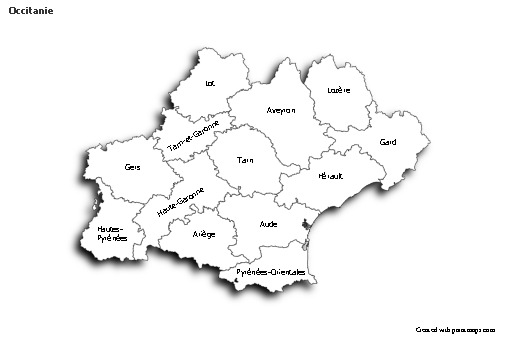 Sample Maps for Occitanie (black-white,shadowy)