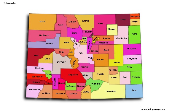 Sample Maps for Colorado (colored,shadowy)