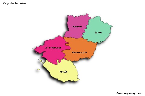 Sample Maps for Pays de la Loire (colored,shadowy)
