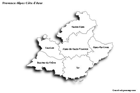 Sample Maps for Provence-Alpes-Côte d'Azur (black-white,shadowy)