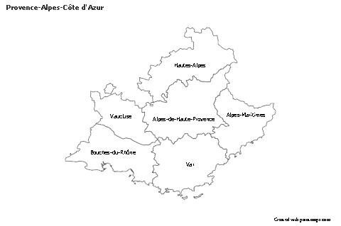 Sample Maps for Provence-Alpes-Côte d'Azur (black-white)