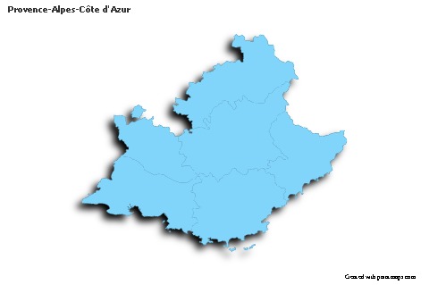 Sample Maps for Provence-Alpes-Côte d'Azur (blue,outline,shadowy)
