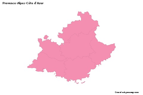 Sample Maps for Provence-Alpes-Côte d'Azur (pink,outline)