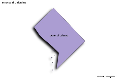 Contoh Peta untuk District of Columbia (berwarna,bayangan)