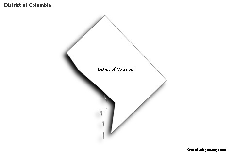 Contoh Peta untuk District of Columbia (hitam-putih,bayangan)