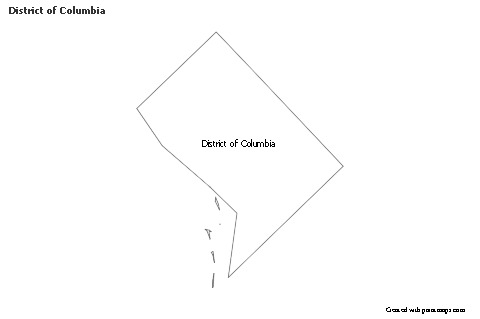 Contoh Peta untuk District of Columbia (hitam-putih)