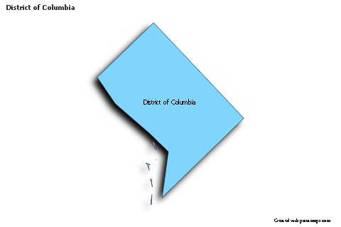 Contoh Peta untuk District of Columbia (biru,bayangan)