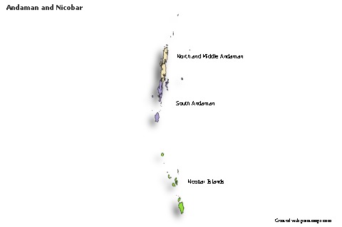 Andaman and Nicobar için Örnek Haritalar (renkli,gölgeli)