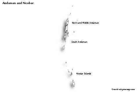 Andaman and Nicobar için Örnek Haritalar (siyah-beyaz,gölgeli)
