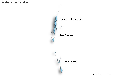 Andaman and Nicobar için Örnek Haritalar (mavi,gölgeli)
