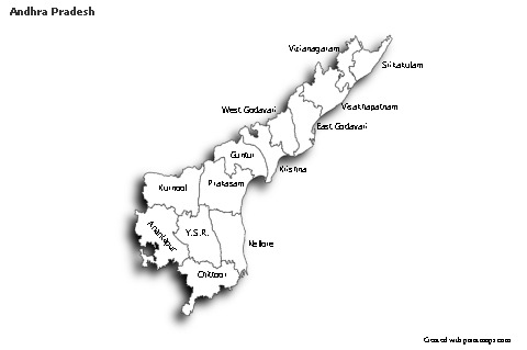 Andhra Pradesh için Örnek Haritalar (siyah-beyaz,gölgeli)