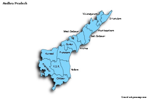 Andhra Pradesh için Örnek Haritalar (mavi,gölgeli)
