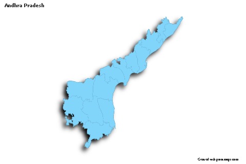 Andhra Pradesh için Örnek Haritalar (mavi,anahat,gölgeli)
