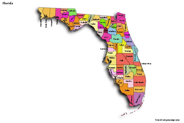 Contoh Peta untuk Florida (berwarna,bayangan)