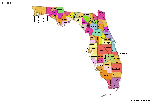 Contoh Peta untuk Florida (berwarna)