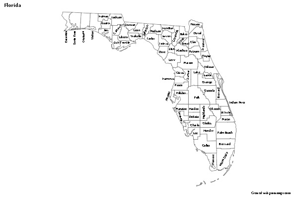 Contoh Peta untuk Florida (hitam-putih)