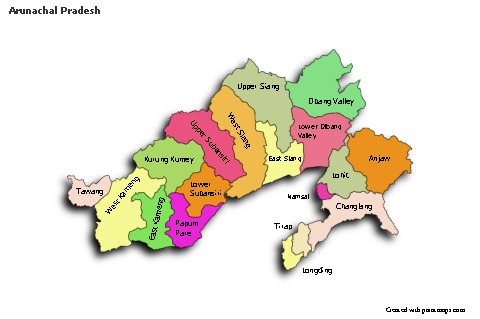 Sample Maps for Arunachal Pradesh (colored,shadowy)