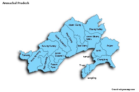 Sample Maps for Arunachal Pradesh (blue,shadowy)