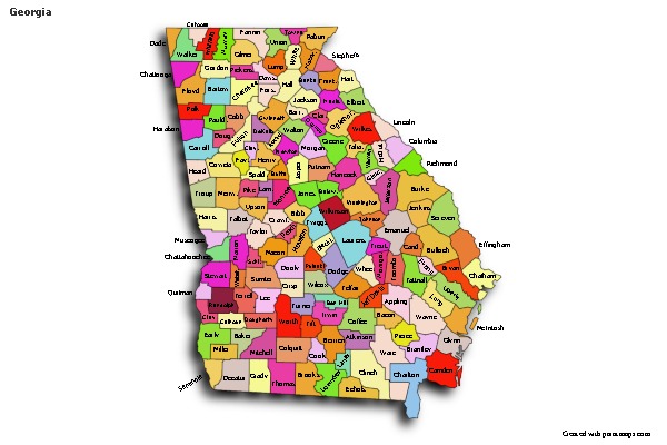 Mapas de muestra para Georgia (coloreado,sombrío)