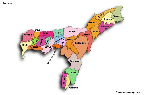 Mapas de muestra para Assam (coloreado,sombrío)