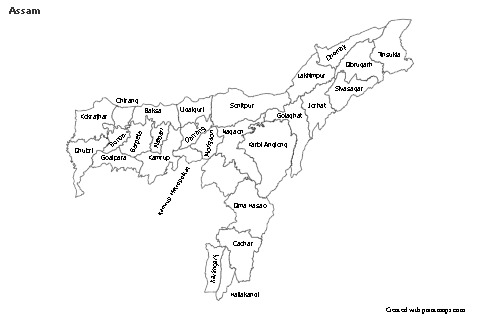 Mapas de muestra para Assam (blanco-negro)