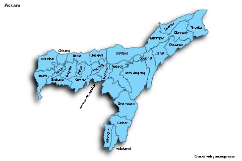 Mapas de muestra para Assam (azul,sombrío)