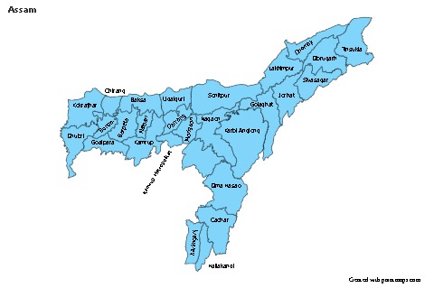Mapas de muestra para Assam (azul)
