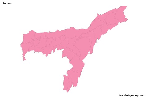 Mapas de muestra para Assam (rosa,contorno)