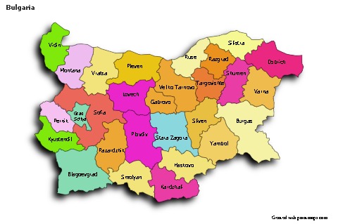 Sample Maps for Bulgaria (colored,shadowy)