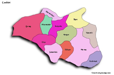 Sample Maps for Çankiri (colored,shadowy)