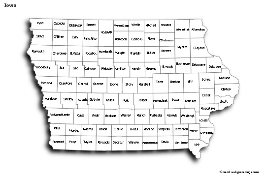 Sample Maps for Iowa (black-white,shadowy)
