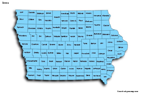 Sample Maps for Iowa (blue,shadowy)