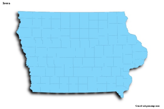 Sample Maps for Iowa (blue,outline,shadowy)