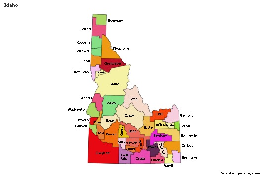 Sample Maps for Idaho (colored)