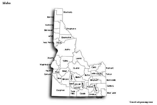 Sample Maps for Idaho (black-white,shadowy)