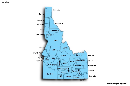 Sample Maps for Idaho (blue,shadowy)