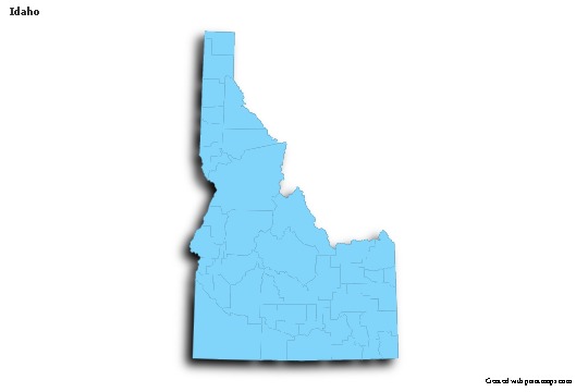 Sample Maps for Idaho (blue,outline,shadowy)