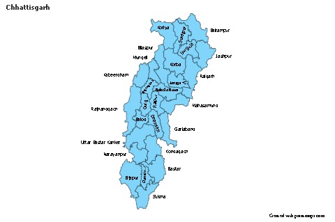 Chhattisgarh için Örnek Haritalar (mavi)