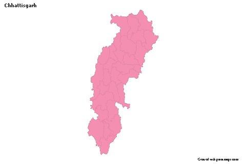 Chhattisgarh için Örnek Haritalar (pembe,anahat)