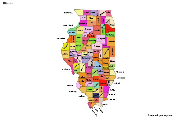 Mapas de muestra para Illinois (coloreado)