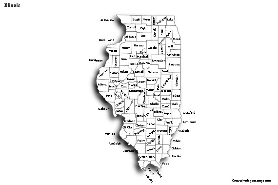Mapas de muestra para Illinois (blanco-negro,sombrío)