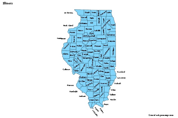Mapas de muestra para Illinois (azul)