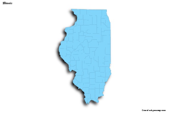 Mapas de muestra para Illinois (azul,contorno,sombrío)
