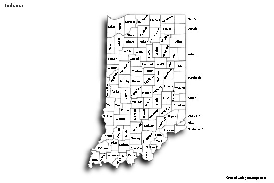Mapas de muestra para Indiana (blanco-negro,sombrío)