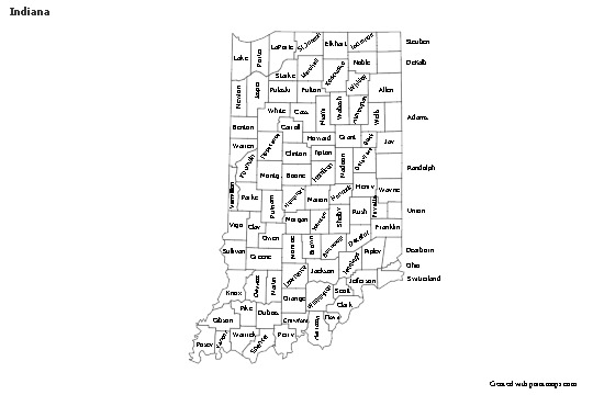 Mapas de muestra para Indiana (blanco-negro)
