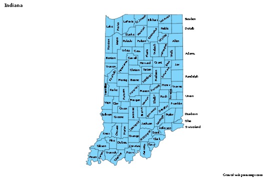 Mapas de muestra para Indiana (azul)