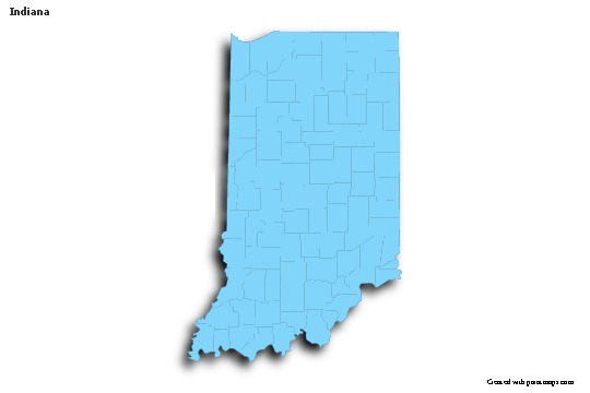 Mapas de muestra para Indiana (azul,contorno,sombrío)