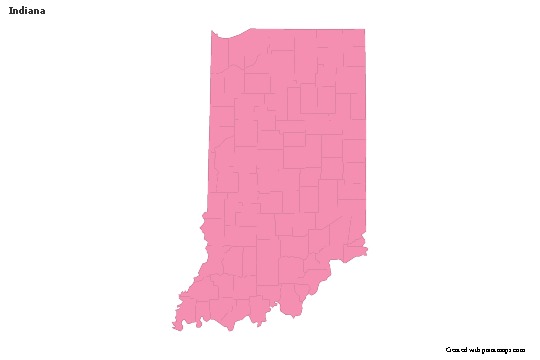 Mapas de muestra para Indiana (rosa,contorno)