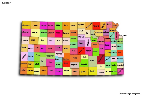 Mapas de muestra para Kansas (coloreado,sombrío)