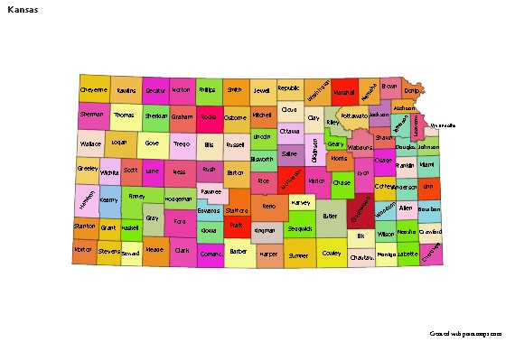 Mapas de muestra para Kansas (coloreado)